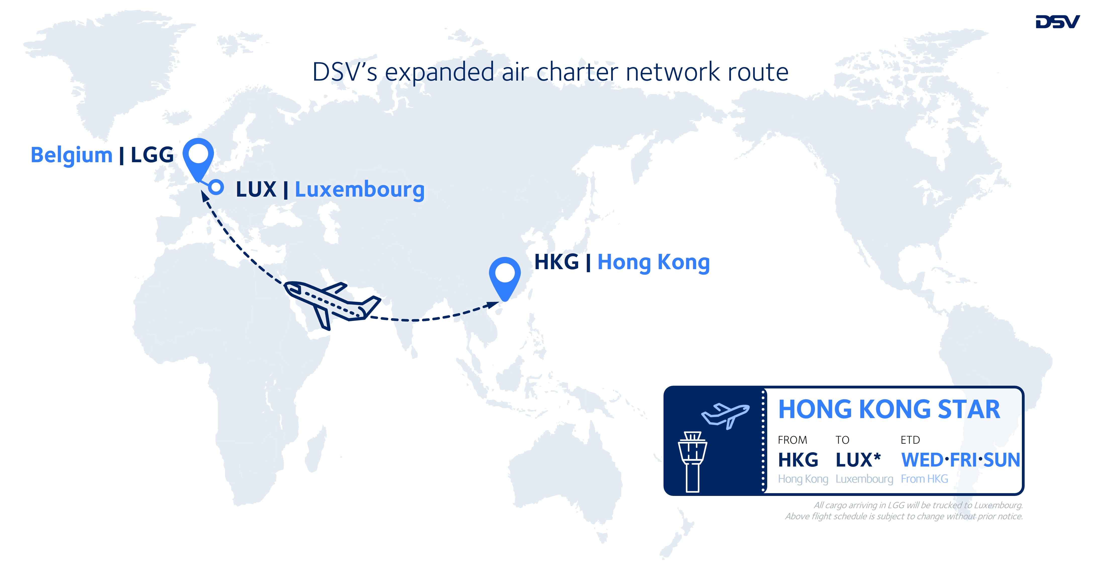 DSV's expanded air charter network route
